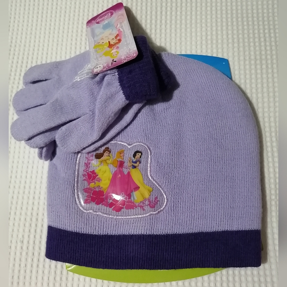 🔥SALE🔥Disney Princesses Belle Aurora Cinderella Girls Hat & Gloves NWT Sz 4-6X